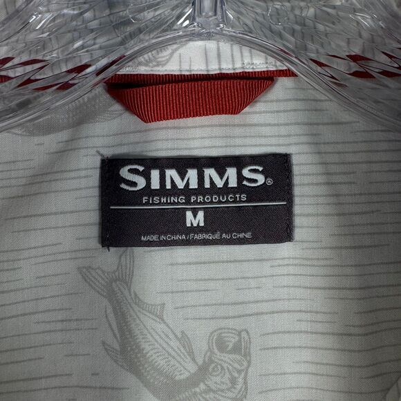 Simms Shirt Mens Size Medium White Short Sleeve Pocket Fishing Lightweight - Picture 3 of 11